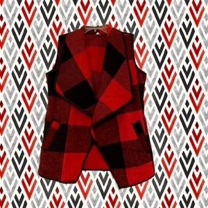 Black and Red Plaid Vest Medium